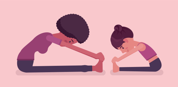 家庭瑜伽，黑人瑜伽母亲，女儿穿着运动服练习图片下载