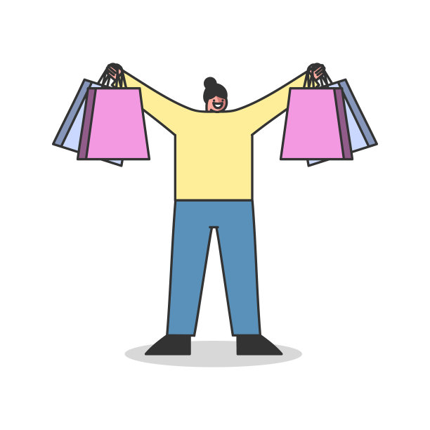 女人拿着购物袋开心。女顾客购买打折商品或假日打折商品图片下载