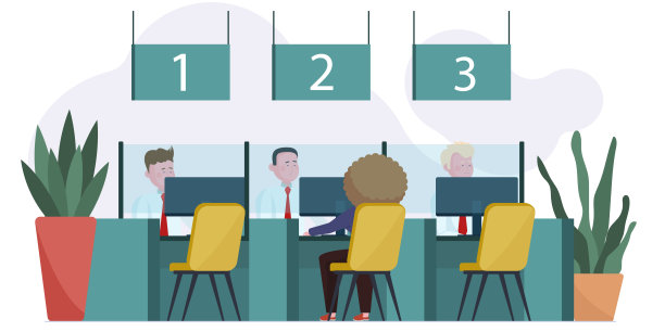 银行经理在大堂与客户交谈图片下载