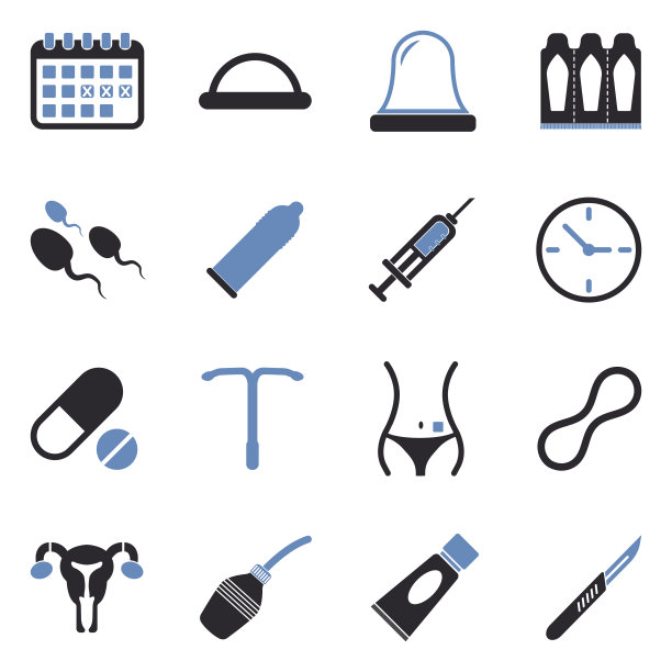 避孕图标。双色调平面设计。矢量插图。图片下载