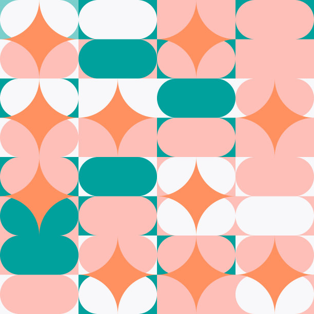 现代矢量抽象无缝几何图案与半圆，圆形和方形复古斯堪的纳维亚风格。插图与几何图形。图片下载