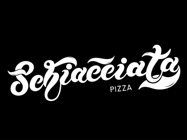 比萨Schiacciata。这种披萨的意大利名字。手绘字体图片下载