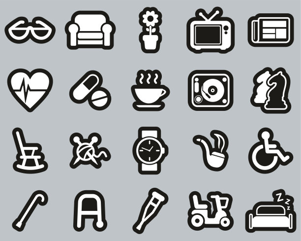 年长人员图标白色白色贴纸设置大图片下载