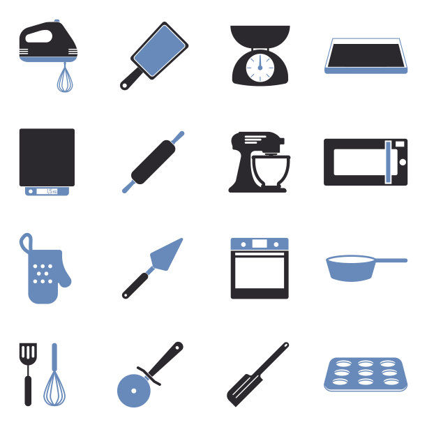 烘焙图标。双色调平面设计。矢量插图。图片下载