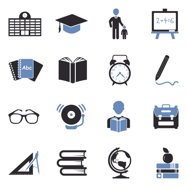 回到学校图标。双色调平面设计。矢量插图。图片下载