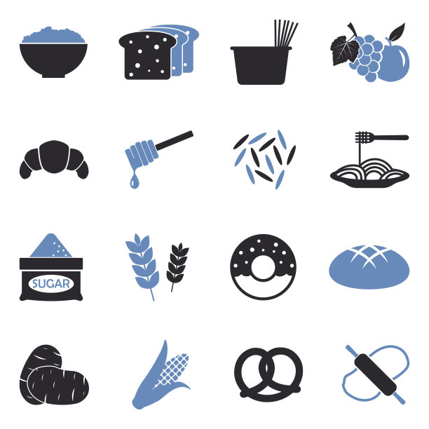 碳水化合物图标。双色调平面设计。矢量插图。图片下载