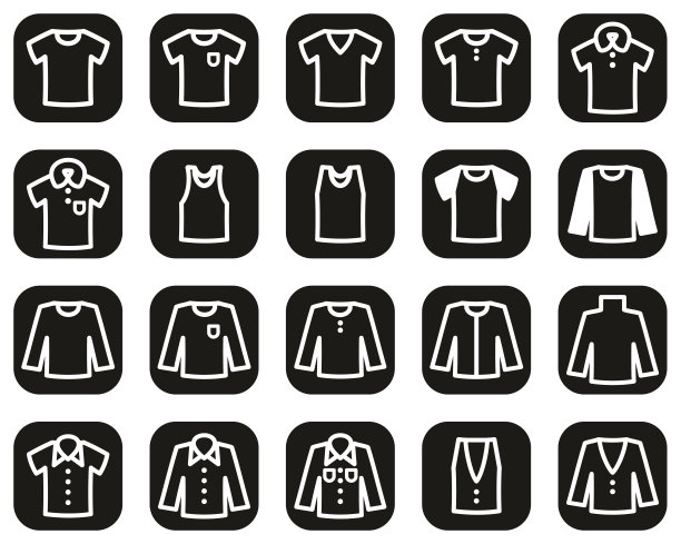 衬衫图标白色在黑色平面设计设置大图片下载