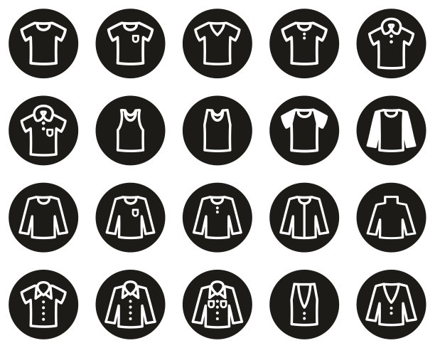 衬衫图标白色在黑色平面设计圈设置大图片下载