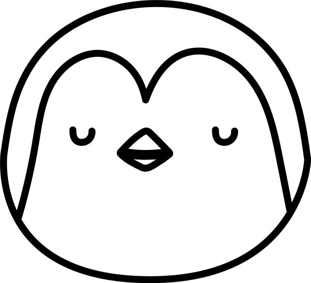 可爱的企鹅脸卡通人物在白色图片下载