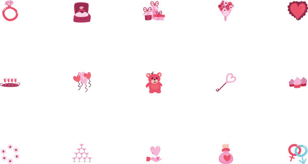 爱和快乐的情人节图标集图片下载