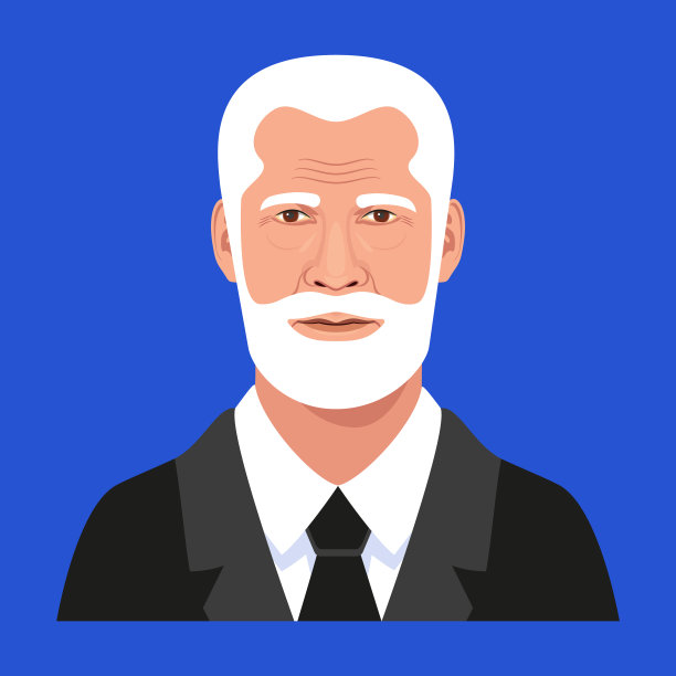 上了年纪的胡子男子在西装肖像在深蓝色的背景。矢量插图。图片下载