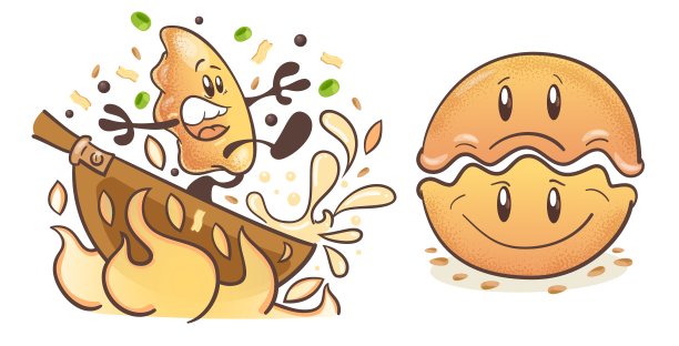 日本煎饺团子。一组有趣的卡通人物。在白色背景上。向量图片下载