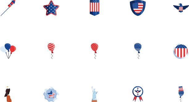 孤立的美国图标设置设计图片下载