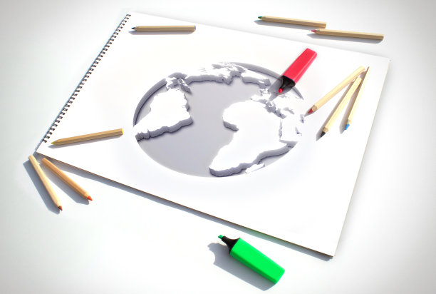 在速写本上绘制世界地图图片下载