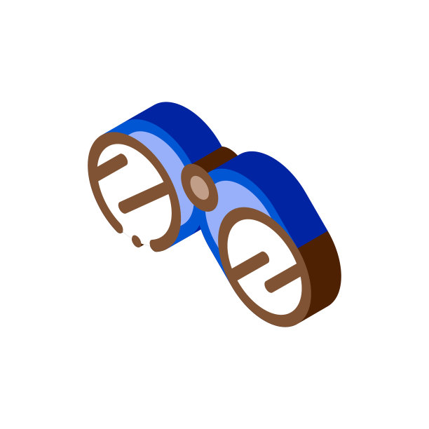 旅游露营双筒望远镜等距图标矢量插图图片下载