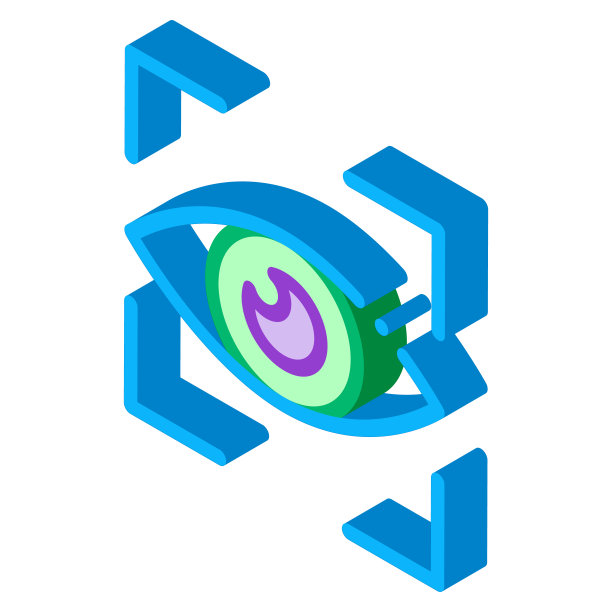 人眼扫描等距图标矢量插图图片下载