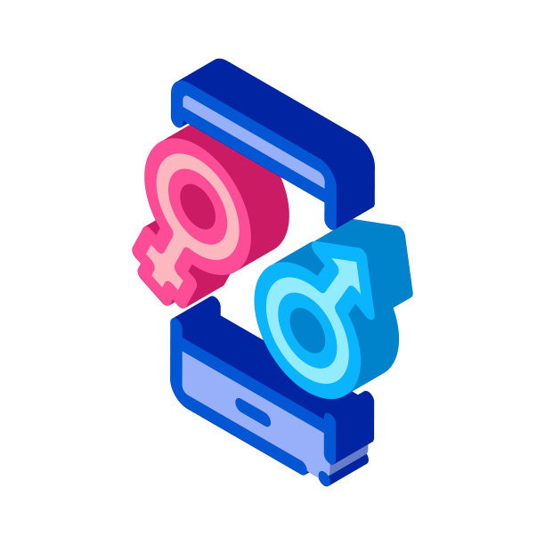 男性和女性兼容性等距图标矢量插图图片下载