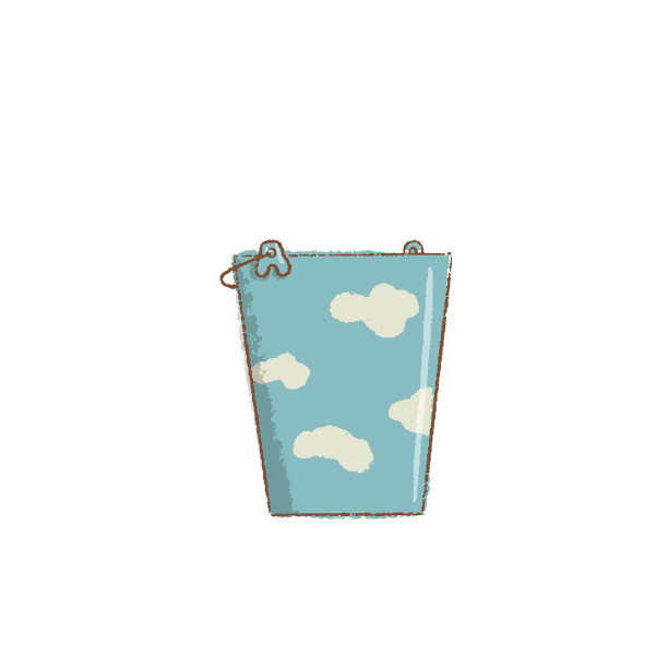 一个蓝色的桶孤立在白色的背景图片下载