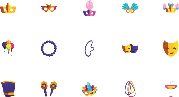 孤立的狂欢节图标设置设计图片下载