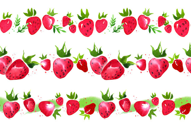 草莓花环或镶边图案图片下载