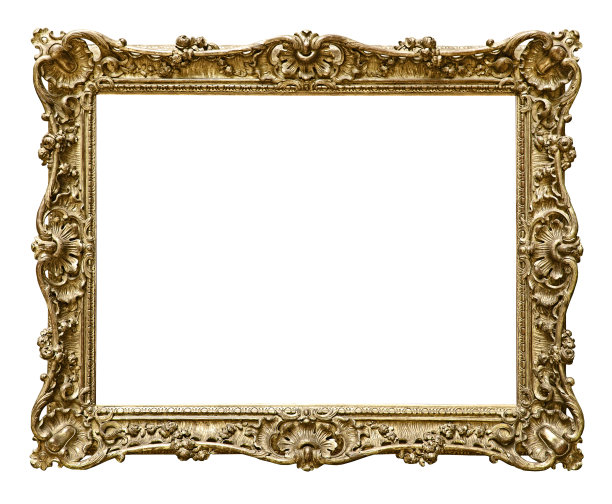金色复古框架(包括所有的剪辑路径)图片下载