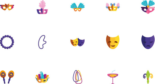 孤立的狂欢节图标设置设计图片下载