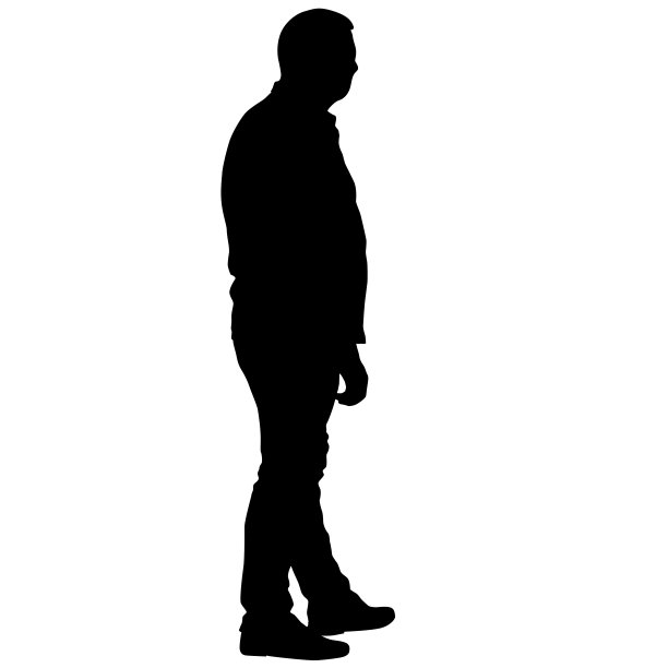 黑色剪影的男人站着，人们在白色的背景上图片下载
