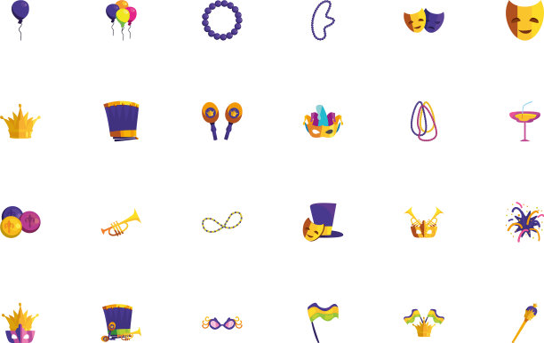 孤立的狂欢节图标设置设计图片下载