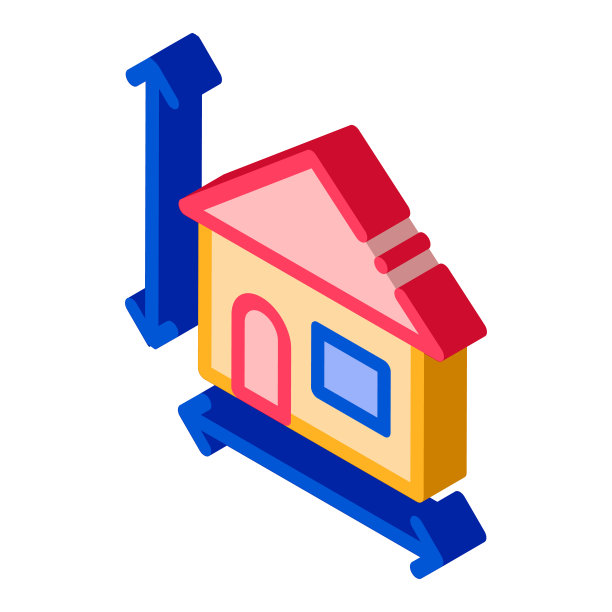 房子大小高度和宽度等距图标矢量插图图片下载