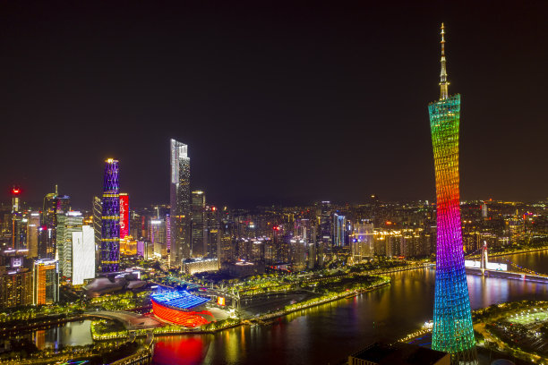 中国广州中轴线上CBD建筑的航拍照片图片下载