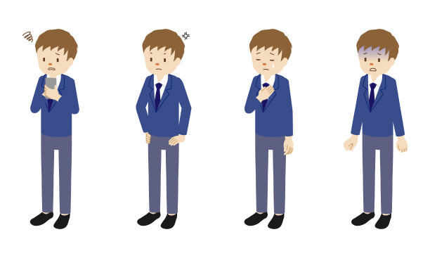 插图一套四姿势的男性人物站立图片下载