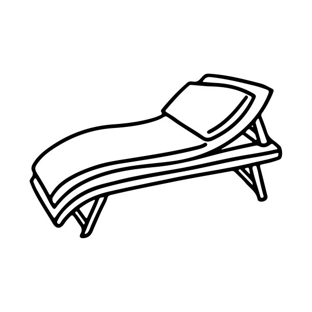 海滩床长手绘符号孤立在白色背景。矢量涂鸦轮廓标志轮廓插图。图片下载