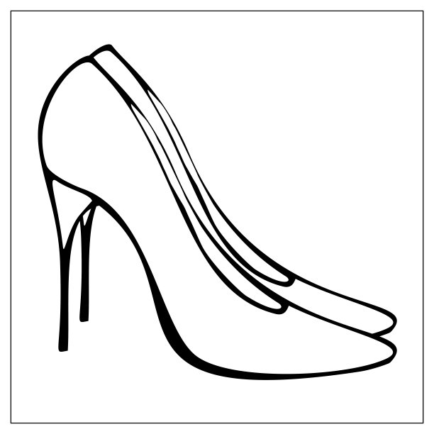 矢量插图与妇女高跟鞋的轮廓。对于web，徽标，图标，应用程序，UI。卡通时尚，流行艺术图片下载