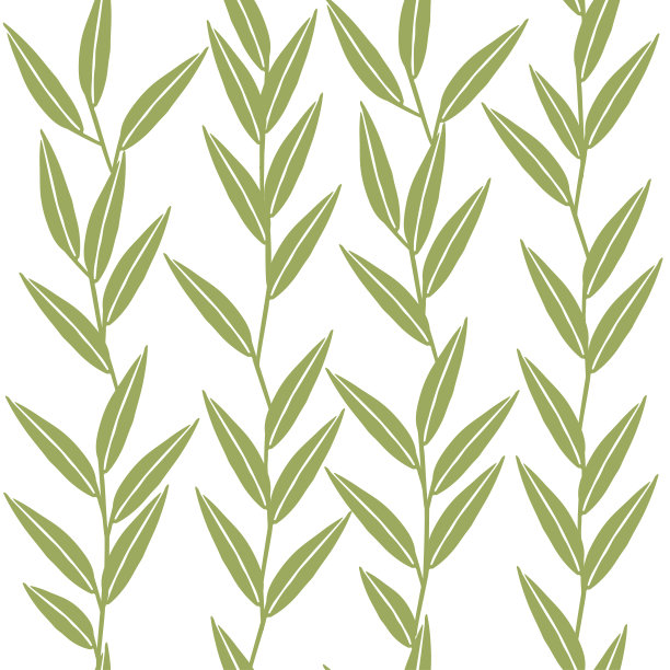 无缝模式绿叶剪影平面矢量插图上的白色背景图片下载