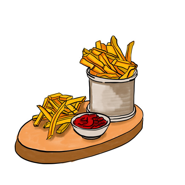 用彩色涂料绘制的炸薯条图片下载