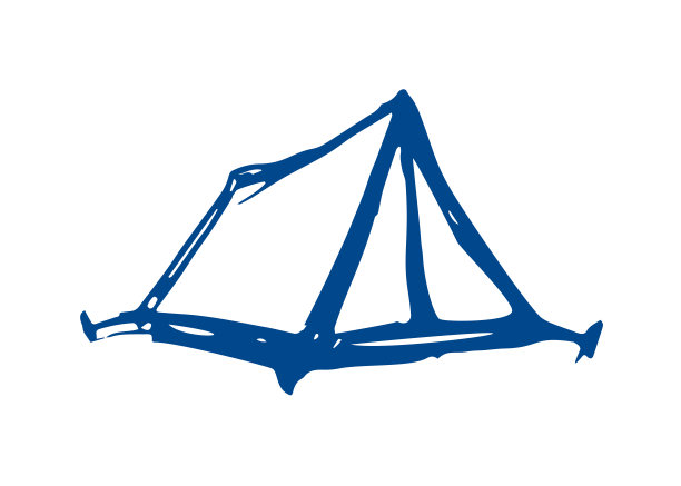 帐篷素描，白色背景上的平面插图。在森林里过夜。旅游图片下载