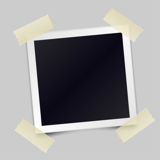 用胶带粘起来的复古写实相框。模板图设计。矢量图图片下载