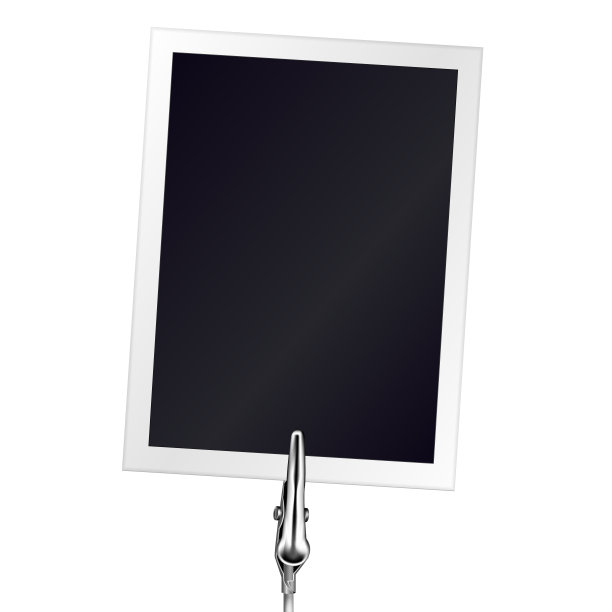 金属备忘录夹上的相框。照片上的金属丝银夹在白色的背景。相册。矢量插图。图片下载