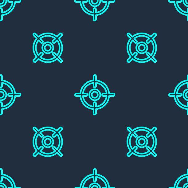 绿线目标运动图标隔离无缝模式上的蓝色背景。射击靶场或射击的清晰目标。矢量图图片下载