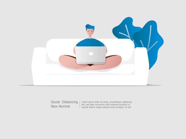 一个男人坐在家里的沙发上看新闻，用笔记本电脑工作图片下载