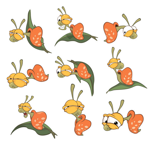 矢量插图一个可爱的卡通人物蜗牛为您设计和电脑游戏图片下载