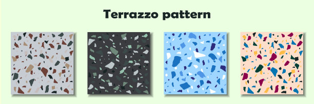 四套水磨石无缝图案。适用于包装、墙纸、衣物印花等。图片下载