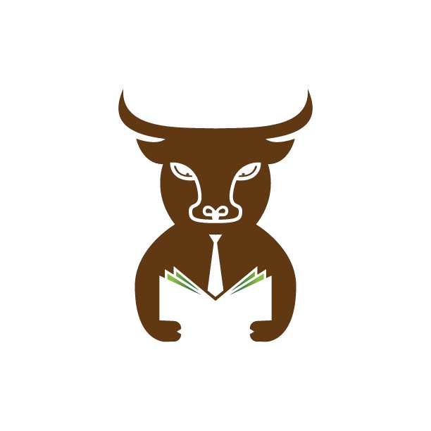 牛教育标志矢量设计插画图片下载