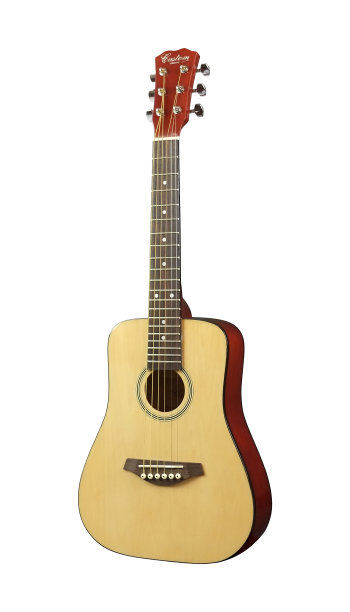 轻木原声民谣吉他，弦乐器孤立的白色背景图片下载