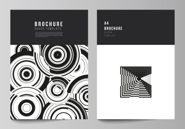矢量布局A4格式现代封面模型设计模板的小册子，杂志，传单，小册子，报告。新潮的几何抽象背景在极简主义的平面风格与动态构成图片下载