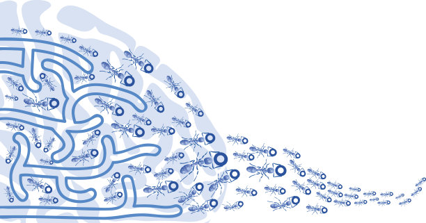 有许多移动和蚂蚁的蚁丘，白色背景上的孤立物体，矢量插图，图片下载