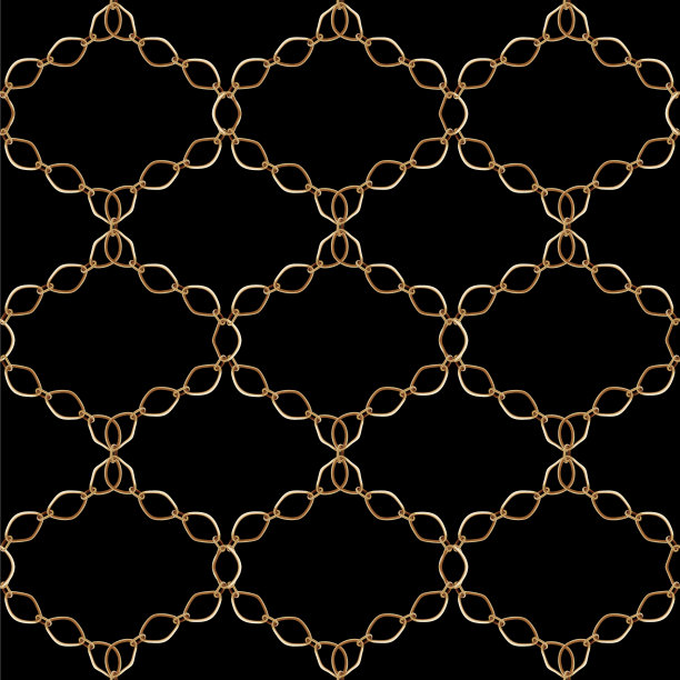 金链网格无缝的黑色背景。时尚插画。无缝图案抽象设计。向量图片下载