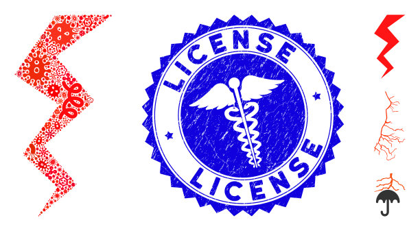 流行拼贴之字形打击图标与杖丘图片下载