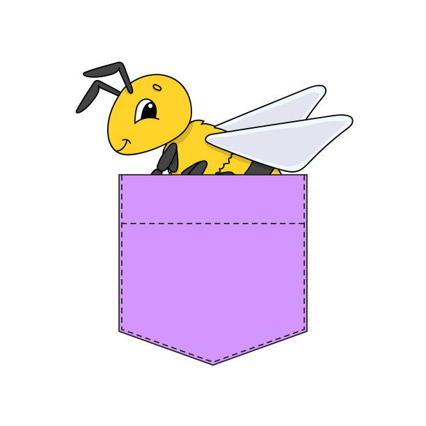 可爱的人物在衬衫口袋。五彩缤纷的矢量插图。卡通风格。孤立在白色背景上。设计元素。你衬衫的模板，贴纸。图片下载