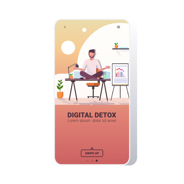 商人坐莲花摆办公桌旁数字排毒概念图片下载